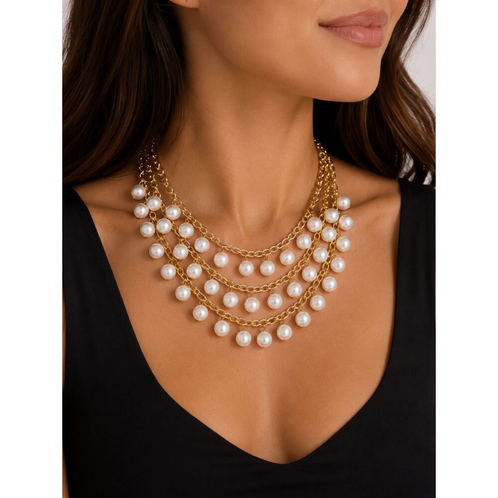 Charter Club Faux Pearl 3 Layer Necklace
